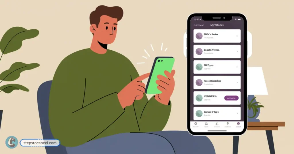 Cancel Bliss Car Wash Membership: Step-by-Step Guide for 2026 man using bliss car wash app of cancel his subscription, app shows account with available vehicle to cancel
