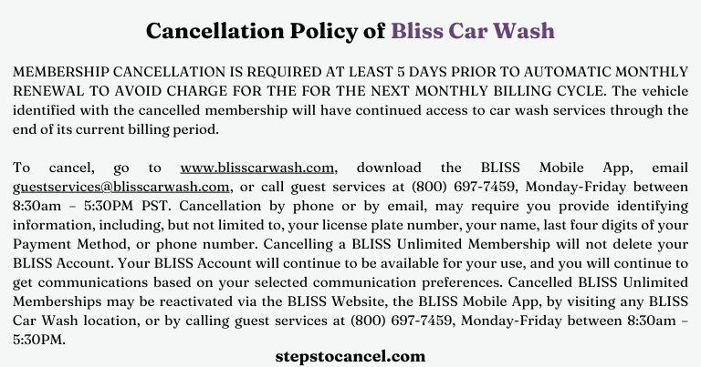 Cancel Bliss Car Wash Membership: Step-by-Step Guide for 2026 cancellation policy of moo moo car wash