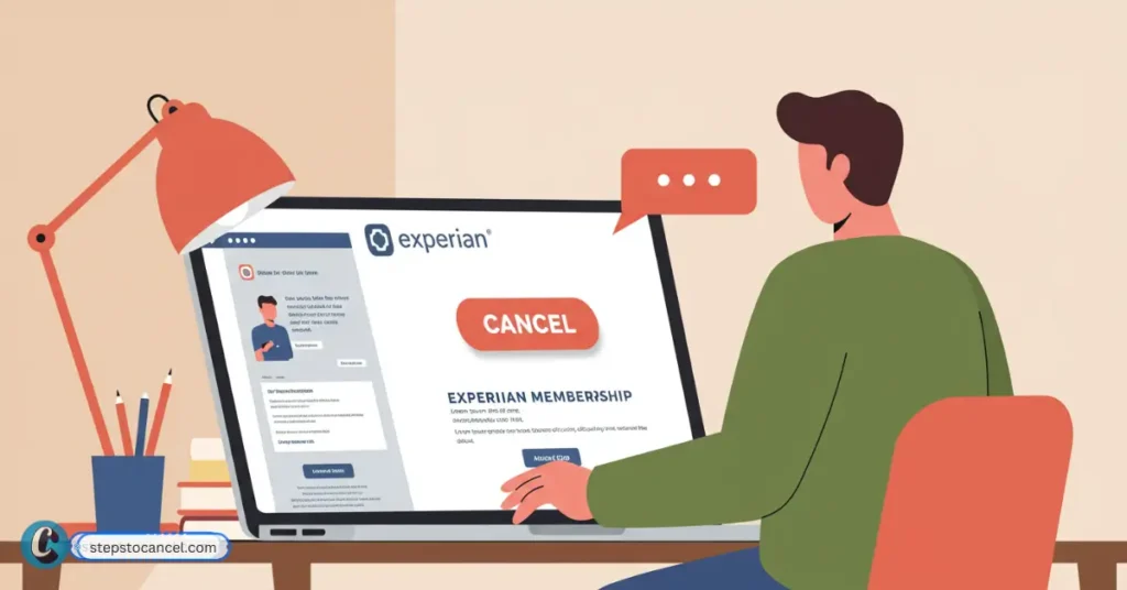 man cancelling Experian membership online